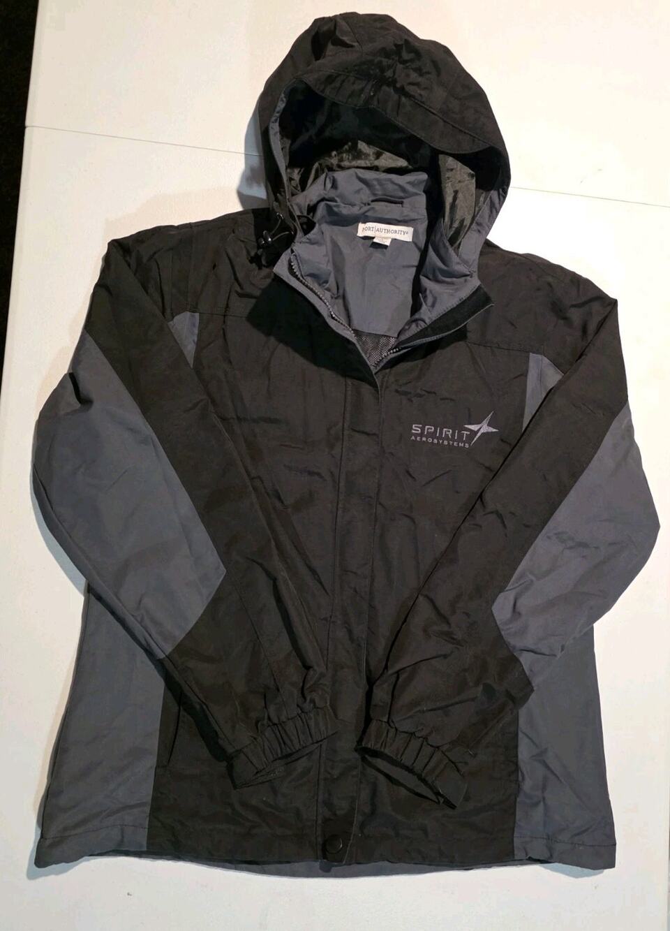 Spirit AeroSystems Mens Hooded Jacket Black Gray Aviation Aerospace Employee
